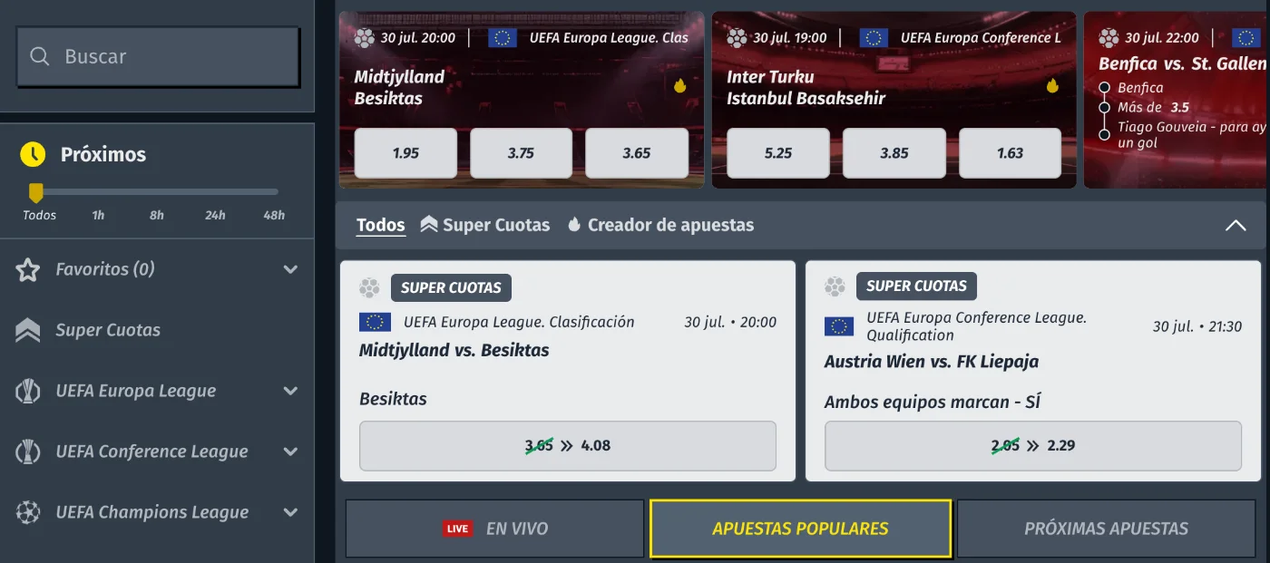 Apuestas deportivas online en AllySpin Sportsbook